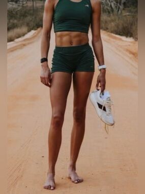 TRACKSMITH Green Turnover Short Tights